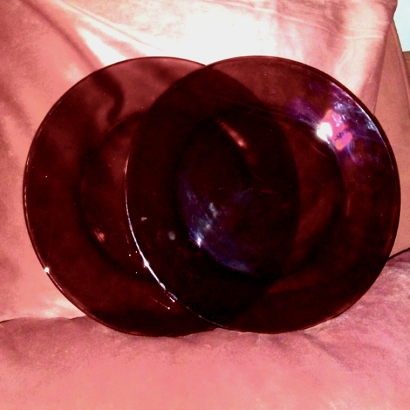 Vintage Christmas Cafe Ruby Red Glass Dessert Dish Bread Plate Anchor Cafecore - Picture 5 of 5